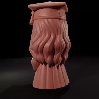 Cute Girl Graduate Chibi Figurine for 3D Printing - Model thumbnail 3