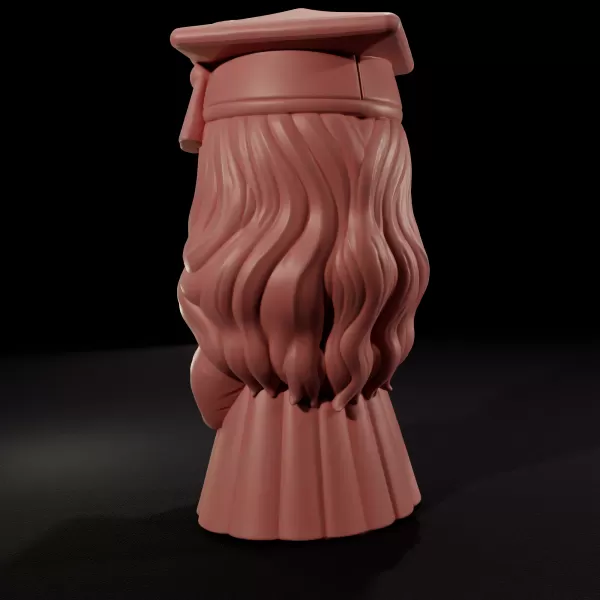 Cute Girl Graduate Chibi Figurine for 3D Printing - Model preview 3