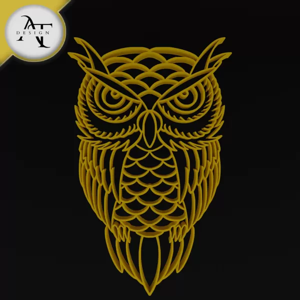 Owl - Geometric - 2D Wall Art Decor - Model preview 1