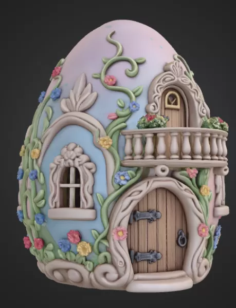 Fantasy Egg Cottage House – STL File 3D Printable - Model preview 7
