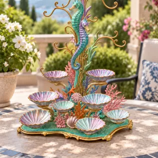 Seahorse Coral Shell Bowl Organizer STL File for 3D Print - Model thumbnail 3