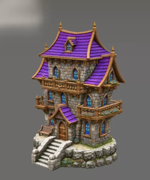 Fantasy Medieval House STL for 3D Printing - Model preview 4
