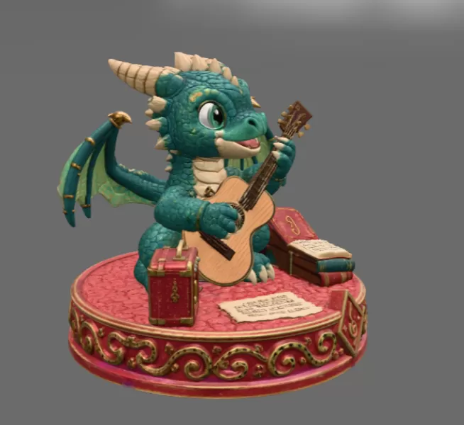 Baby Dragon Bard STL File for 3D Print - Model preview 6