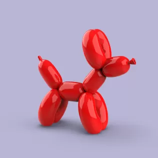 3D Balloon Dog Decor, Cute Modern Home Decor, Balloon Toy Gift - Model thumbnail 4