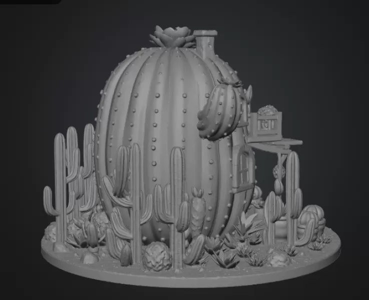 Cactus Cottage House STL File for 3D Print - Model preview 16
