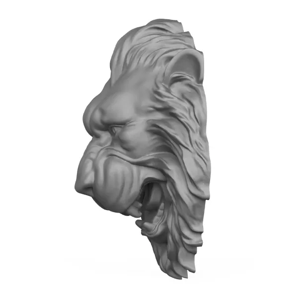 3D Printable Wild Lion Head Statue - Model preview 3