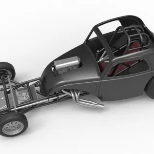Front engine old school dragster with shell V11 Scale 1:25 - Model thumbnail 4