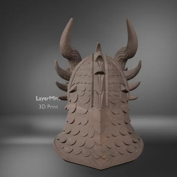 Dragon Helmet with Horns and Scales - Model preview 4