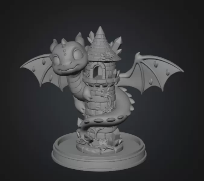 Tower Dragon Key or Jewelry Holder STL File for 3D Print - Model preview 11