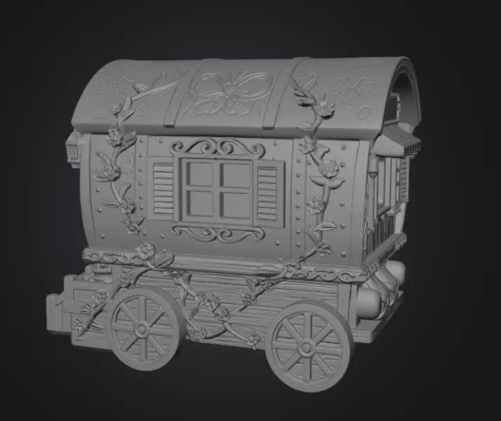 Enchanted Gypsy Wagon Cottage STL File 3D Print - Model preview 8