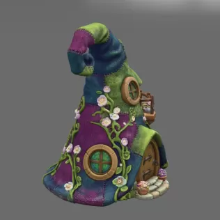 Whimsical Wizard Hat House STL File 3D Printable - Model thumbnail 6