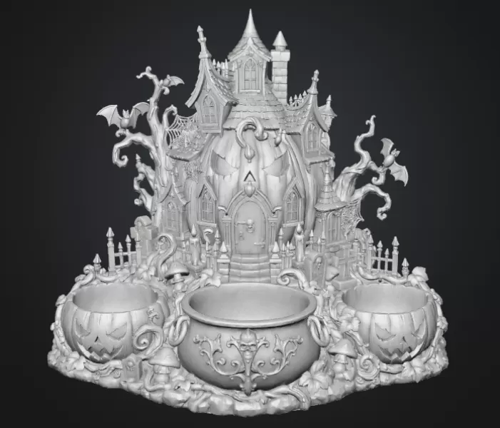Haunted Pumpkin House Organizer STL File for 3D Print - Model preview 13