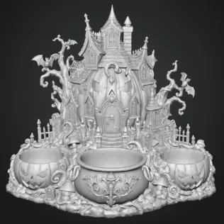 Haunted Pumpkin House Organizer STL File for 3D Print - Model thumbnail 13
