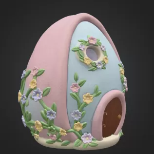 Floral Fantasy Egg House - STL File 3D Printable - Model thumbnail 6