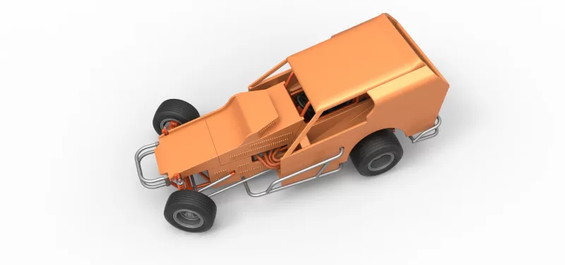 Vintage Dirt Modified stock car Version 3 while turning 1:25 - Model preview 4