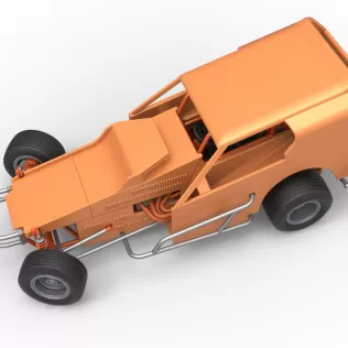 Vintage Dirt Modified stock car Version 3 while turning 1:25 - Model thumbnail 4