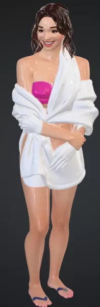 Frau vom duschen mit bademantel - Model preview 1