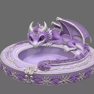 Amethyst Floral Dragon Bowl STL file for 3D Print - Model thumbnail 9