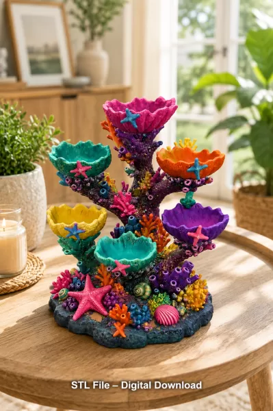 Colorful Coral Reef Tree Organizer STL File for 3D Print - Model preview 2