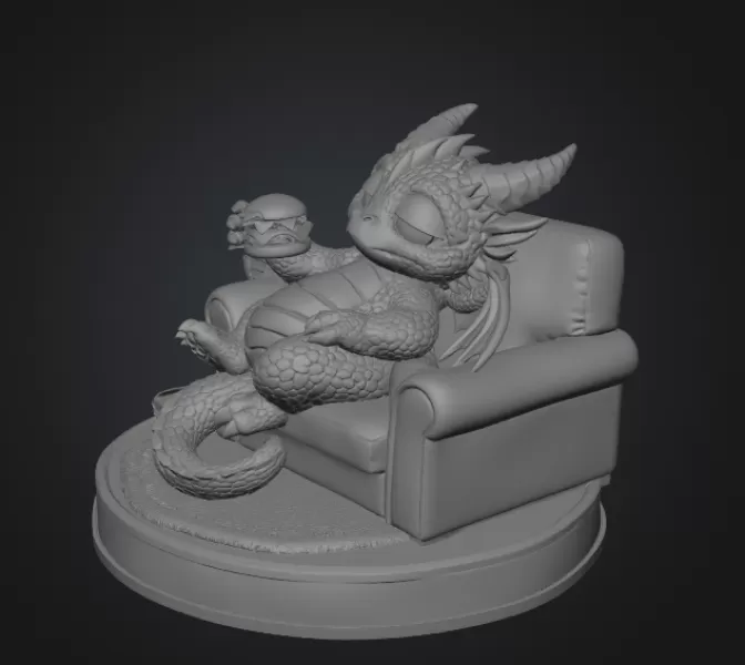 Lazy Dragon STL File for 3D Printing - Model preview 9