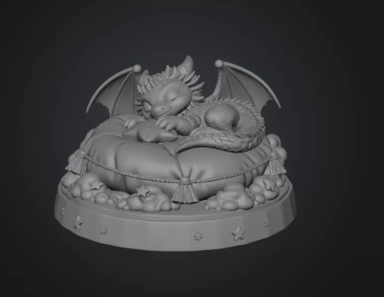 Sleeping Dream Dragon STL File 3D Print - Model preview 7