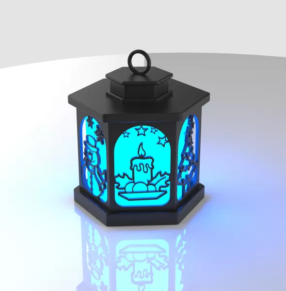3D Christmas Lamp, Christmas Lantern, Night Light, Candle Holder - Model preview 5