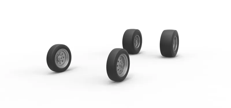 Wheel set of Vintage Front engine dragster V5 Scale 1:25 - Model preview 2
