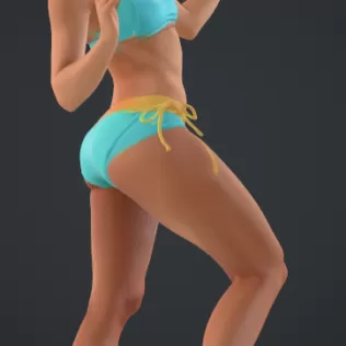 frau am strand mit ball - Model thumbnail 2