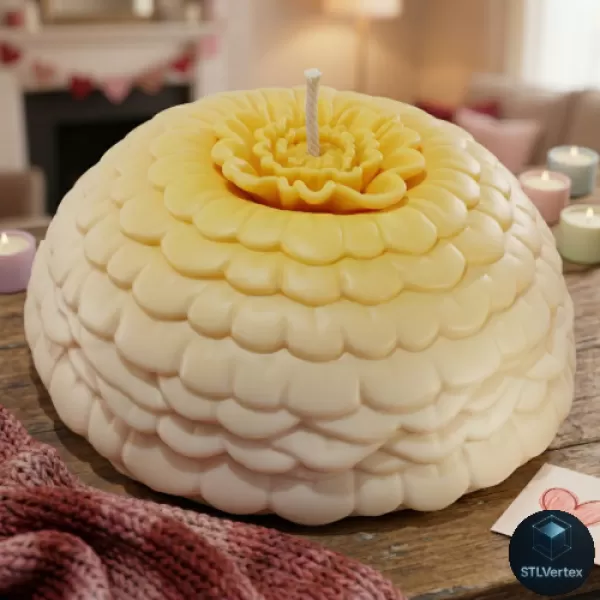 Zinnia Flower 3D Printable Model - Model preview 1