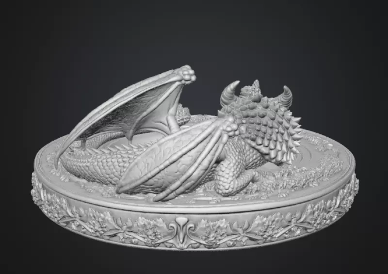 Amethyst Floral Dragon Bowl STL file for 3D Print - Model preview 15