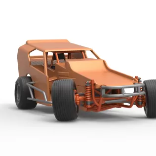 Vintage Dirt Modified stock car Version 3 while turning 1:25 - Model thumbnail 27