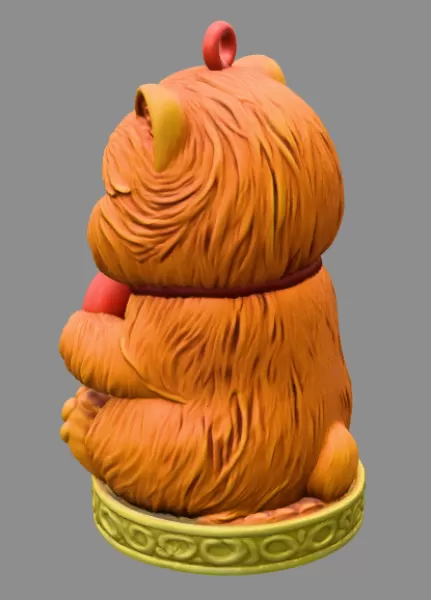 Adorable Persian cat figurine holding a heart Pendant - Model preview 3