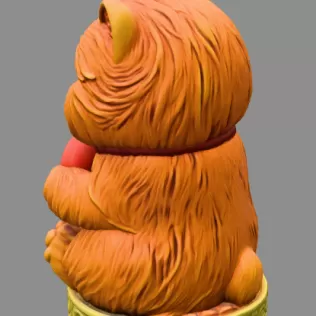 Adorable Persian cat figurine holding a heart Pendant - Model thumbnail 3