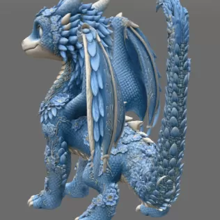 Azure Blossom Dragon STL File for 3D Print - Model thumbnail 8