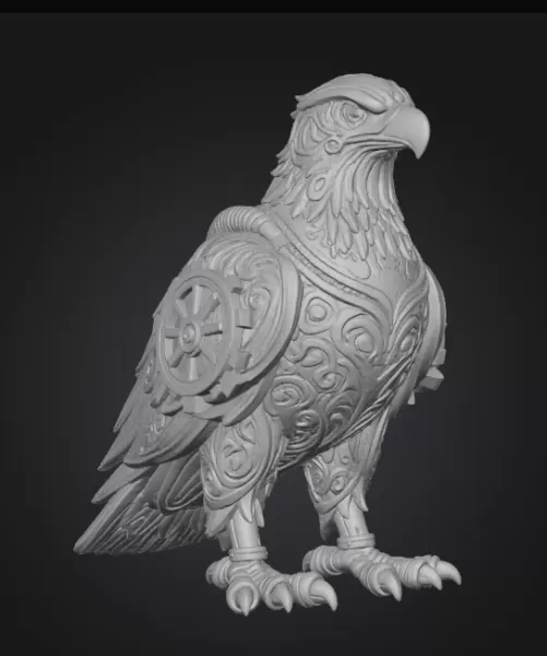 Armored Eagle — Ornate Steampunk Statue (STL) - Model preview 5