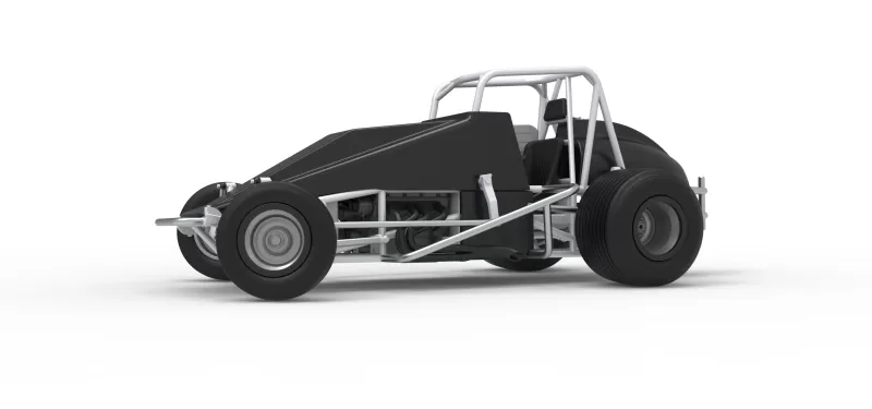 Vintage Dirt Silver Crown Car while turning Scale 1:25 - Model preview 2
