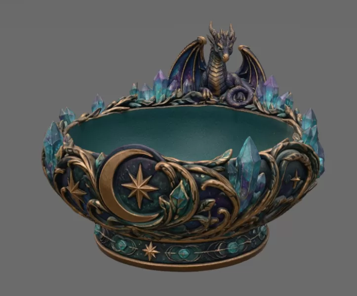 Celestial Crystal Dragon Bowl STL File for 3D Print - Model preview 7