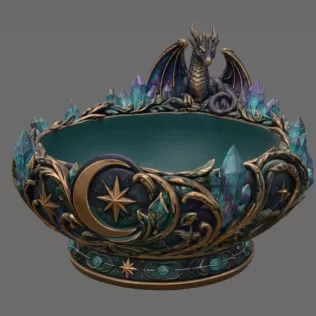 Celestial Crystal Dragon Bowl STL File for 3D Print - Model thumbnail 7