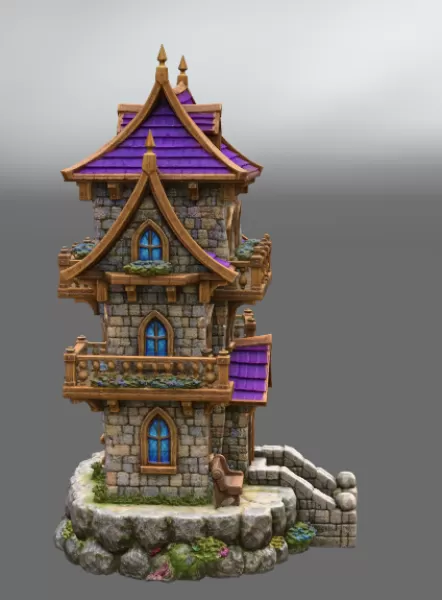 Fantasy Medieval House STL for 3D Printing - Model preview 7