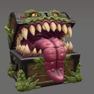 Mimic Treasure Chest Monster STL File for 3D Print - Model thumbnail 5