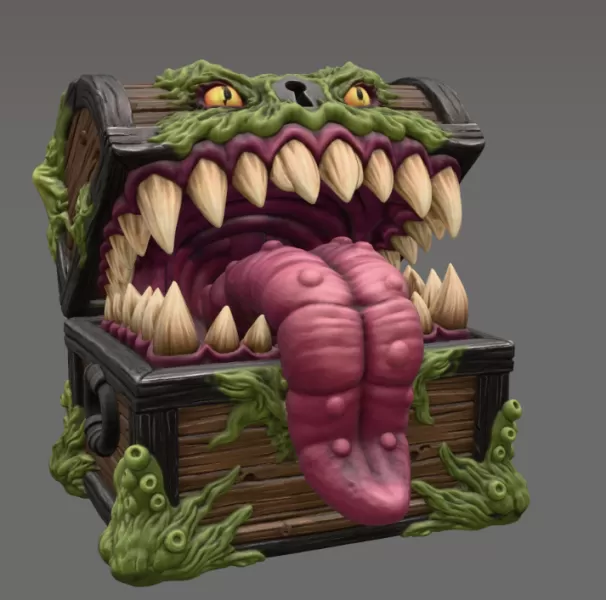 Mimic Treasure Chest Monster STL File for 3D Print - Model preview 5