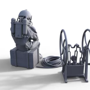 Figure of a historical diver for a ship model - Model thumbnail 2
