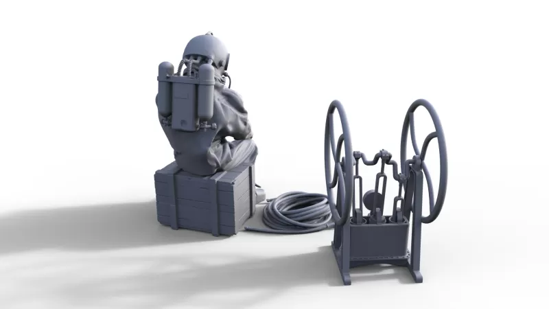 Figure of a historical diver for a ship model - Model preview 2