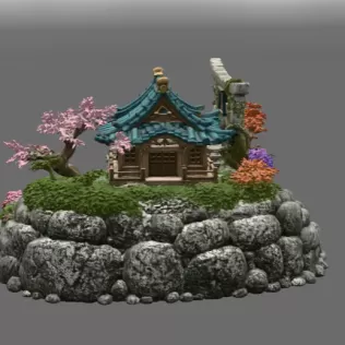 🏯 Japanese Sakura Shrine Garden STL File for 3D Print - Model thumbnail 7