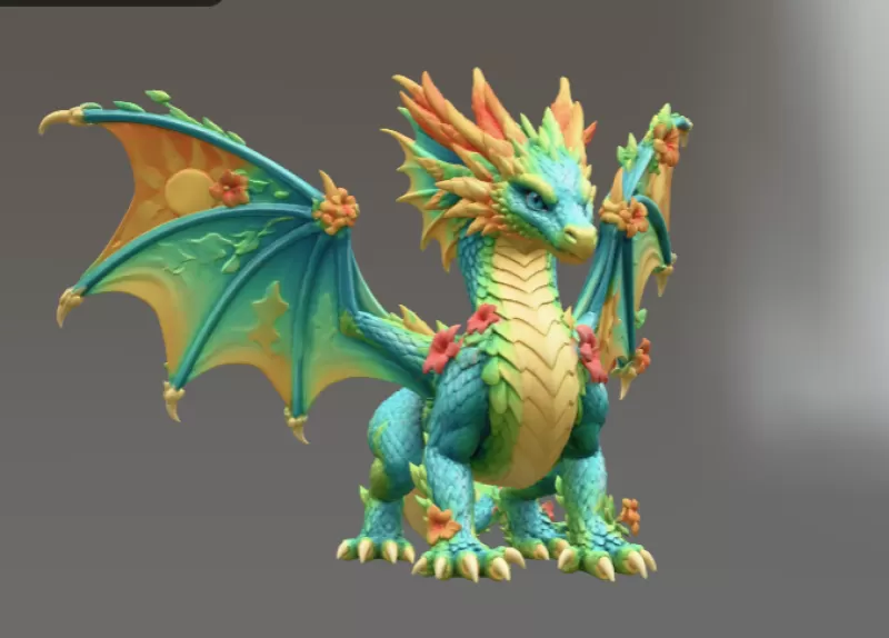 Summer Bloom Dragon STL File for 3D Print - Model preview 11