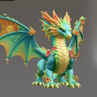 Summer Bloom Dragon STL File for 3D Print - Model thumbnail 11