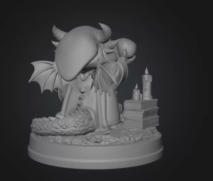 Cute Fantasy Mage Dragon STL File for 3D Printing - Model preview 10
