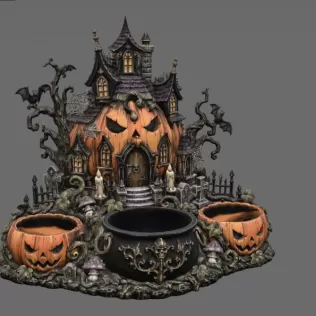 Haunted Pumpkin House Organizer STL File for 3D Print - Model thumbnail 7
