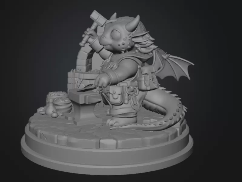 Blacksmith Dragon STL File for 3D Print - Model preview 9