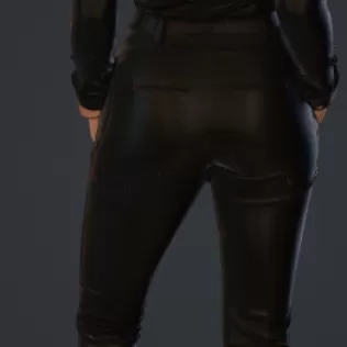 Frau mit engen sachen,lachend und Hände in den taschen - Model thumbnail 3